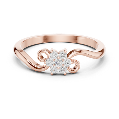 0.11ctw Diamond Flower Cluster Bypass Ring | Yellow Gold