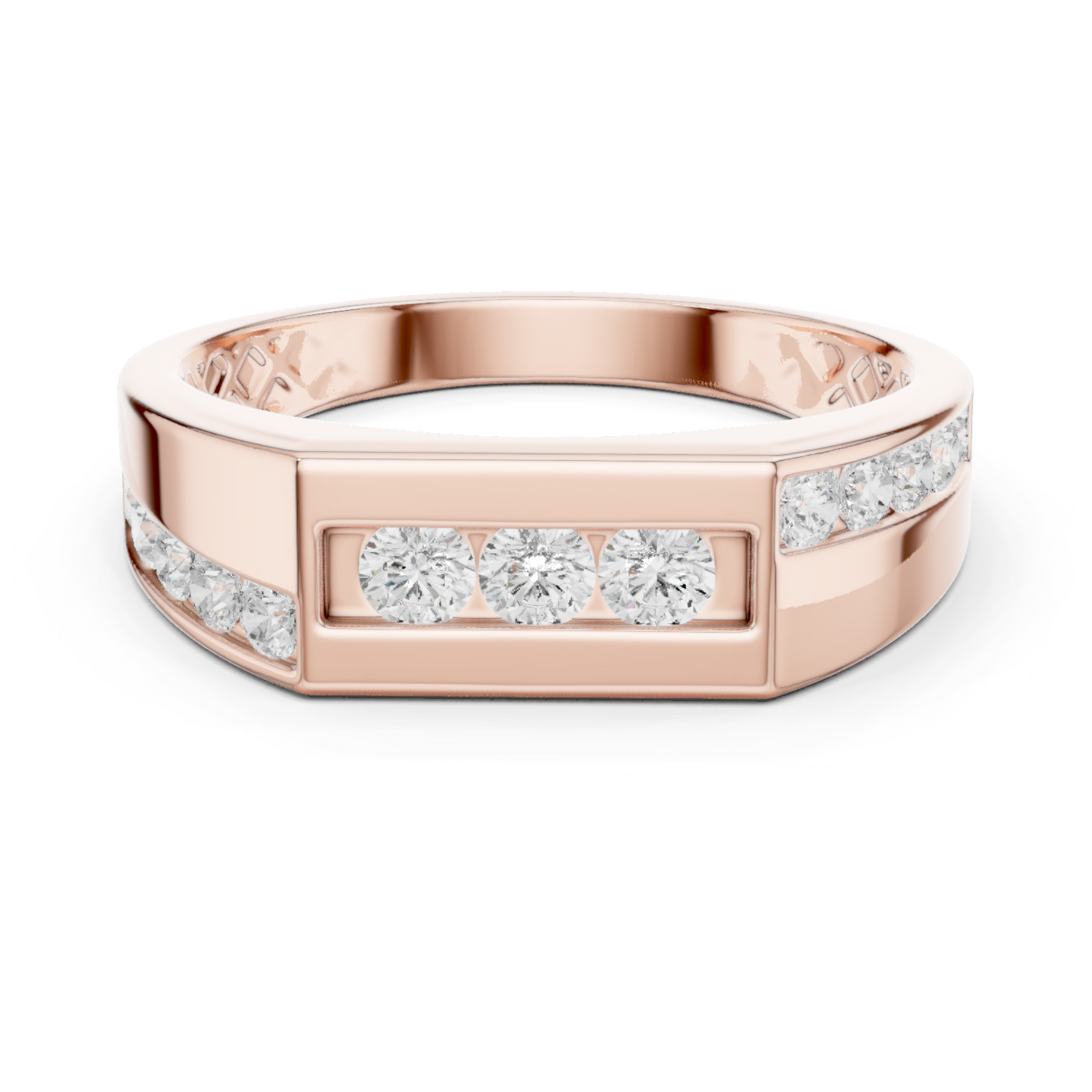 White Gold 3-Stone Diamond Band | 0.55CTW Channel Set Geometric Ring