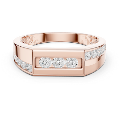 White Gold 3-Stone Diamond Band | 0.55CTW Channel Set Geometric Ring