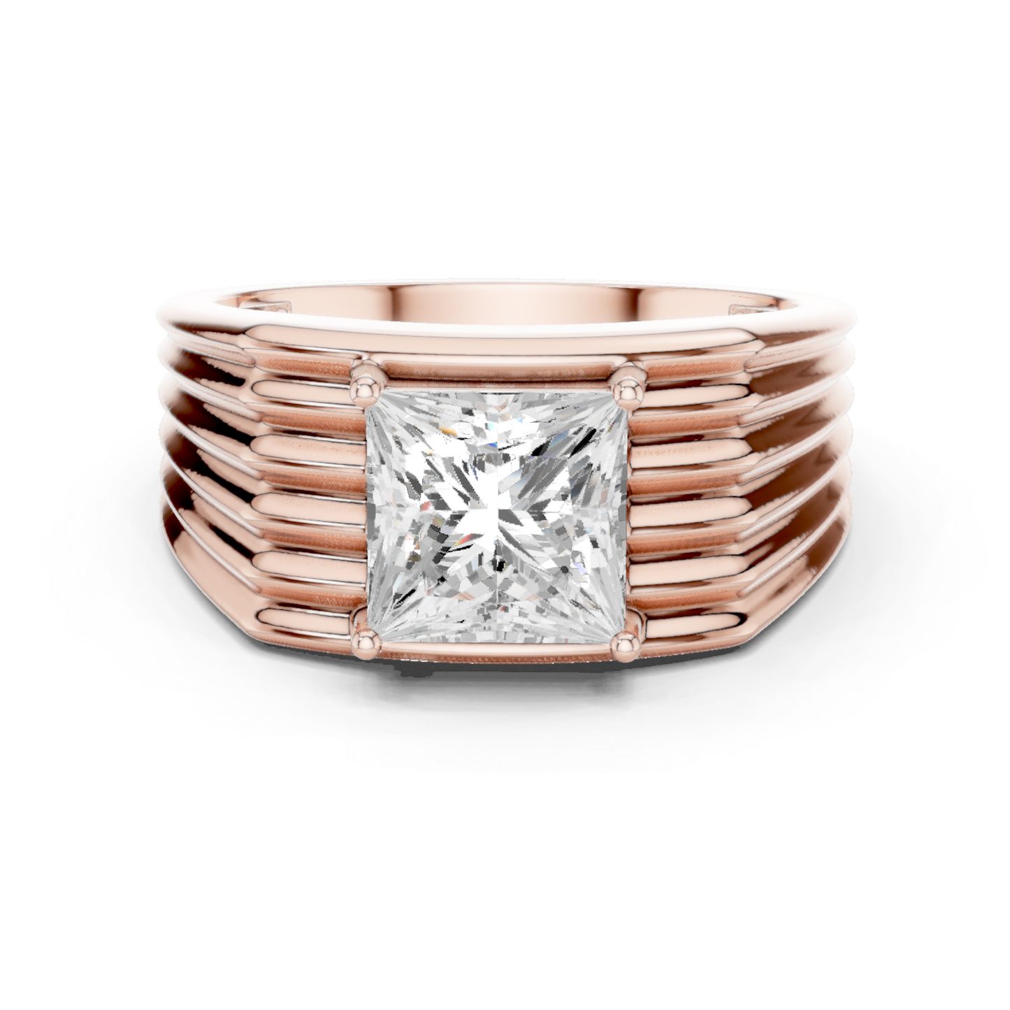 Yellow Gold Princess Cut Diamond Solitaire Band - 2.30CTW
