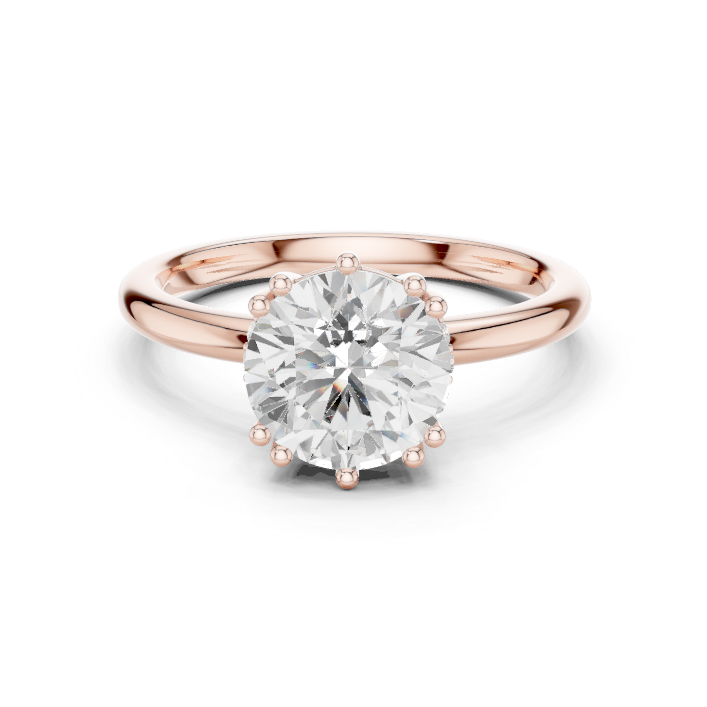 2.04ctw Round Cut Solitaire Ring with Hidden Halo | Yellow Gold