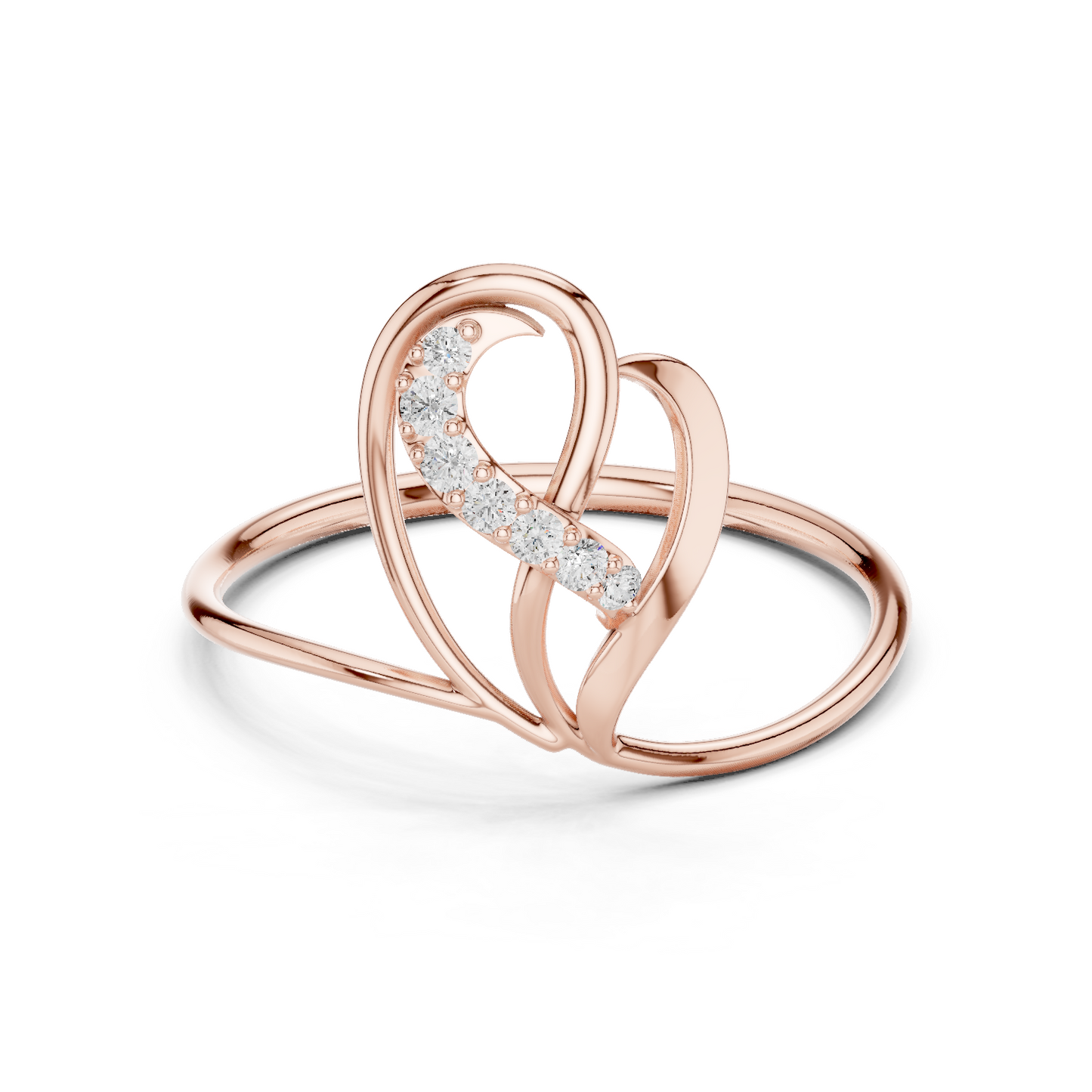 0.06 Carat Diamond Abstract Open Heart Ring | Yellow Gold