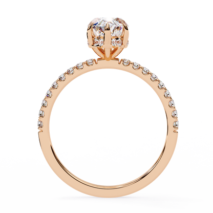 The Classic: Elegant Marquise Diamond Engagement Ring with Pave Set Band- 1.72 Ct