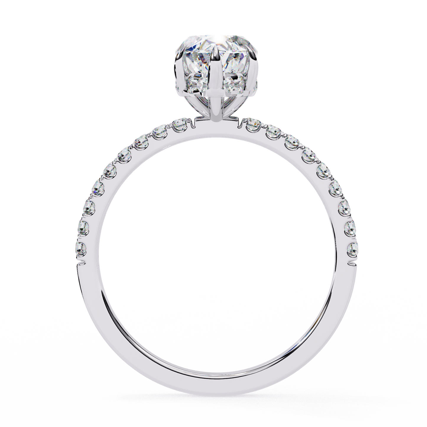 The Classic: Elegant Marquise Diamond Engagement Ring with Pave Set Band- 1.72 Ct