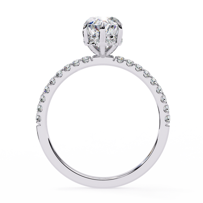 The Classic: Elegant Marquise Diamond Engagement Ring with Pave Set Band- 1.72 Ct
