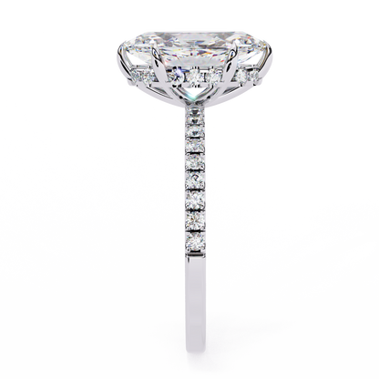 The Classic: Elegant Marquise Diamond Engagement Ring with Pave Set Band- 1.72 Ct
