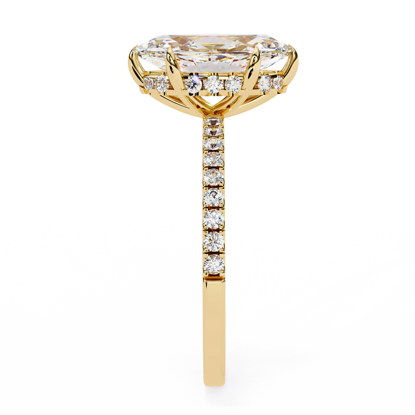 The Classic: Elegant Marquise Diamond Engagement Ring with Pave Set Band- 1.72 Ct