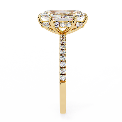 The Classic: Elegant Marquise Diamond Engagement Ring with Pave Set Band- 1.72 Ct