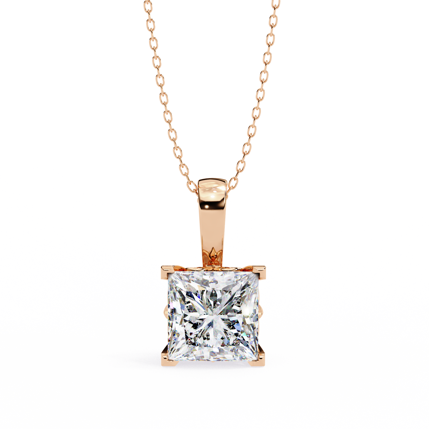 Modern Brilliance – 2.62ct Princess-Cut Solitaire Diamond Pendant in Yellow Gold