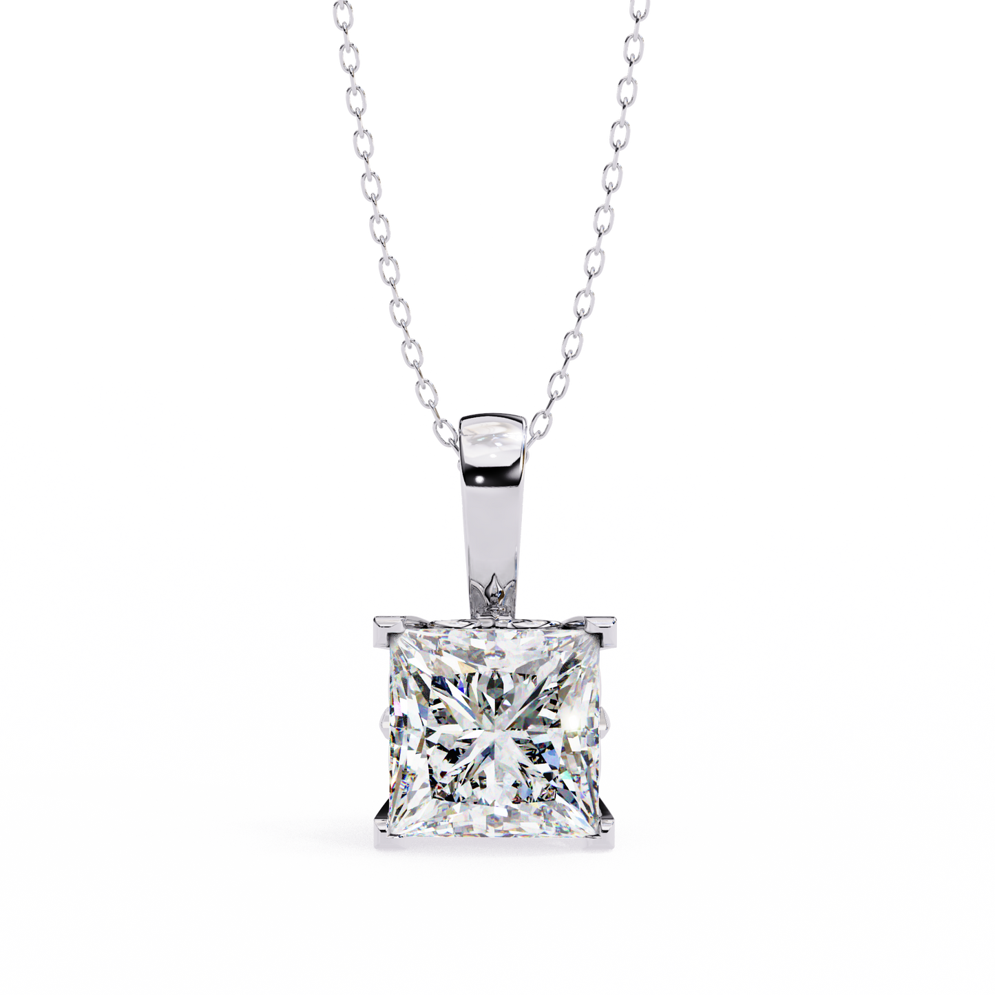 Modern Brilliance – 2.62ct Princess-Cut Solitaire Diamond Pendant in Yellow Gold