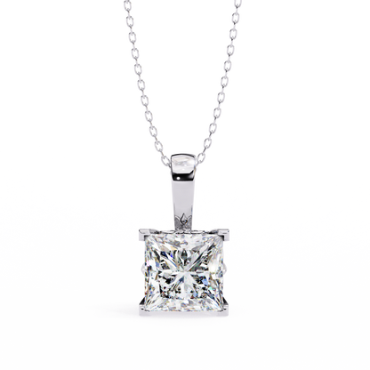 Modern Brilliance – 2.62ct Princess-Cut Solitaire Diamond Pendant in Yellow Gold
