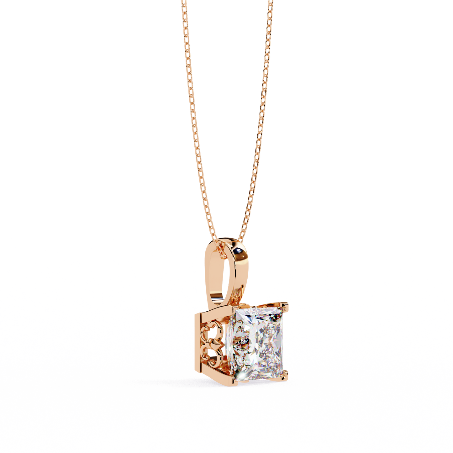 Modern Brilliance – 2.62ct Princess-Cut Solitaire Diamond Pendant in Yellow Gold