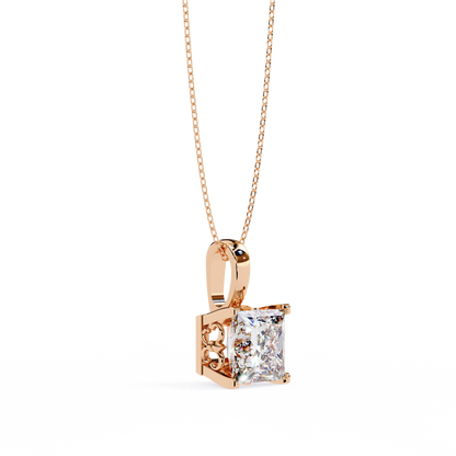 Modern Brilliance – 2.62ct Princess-Cut Solitaire Diamond Pendant in Yellow Gold