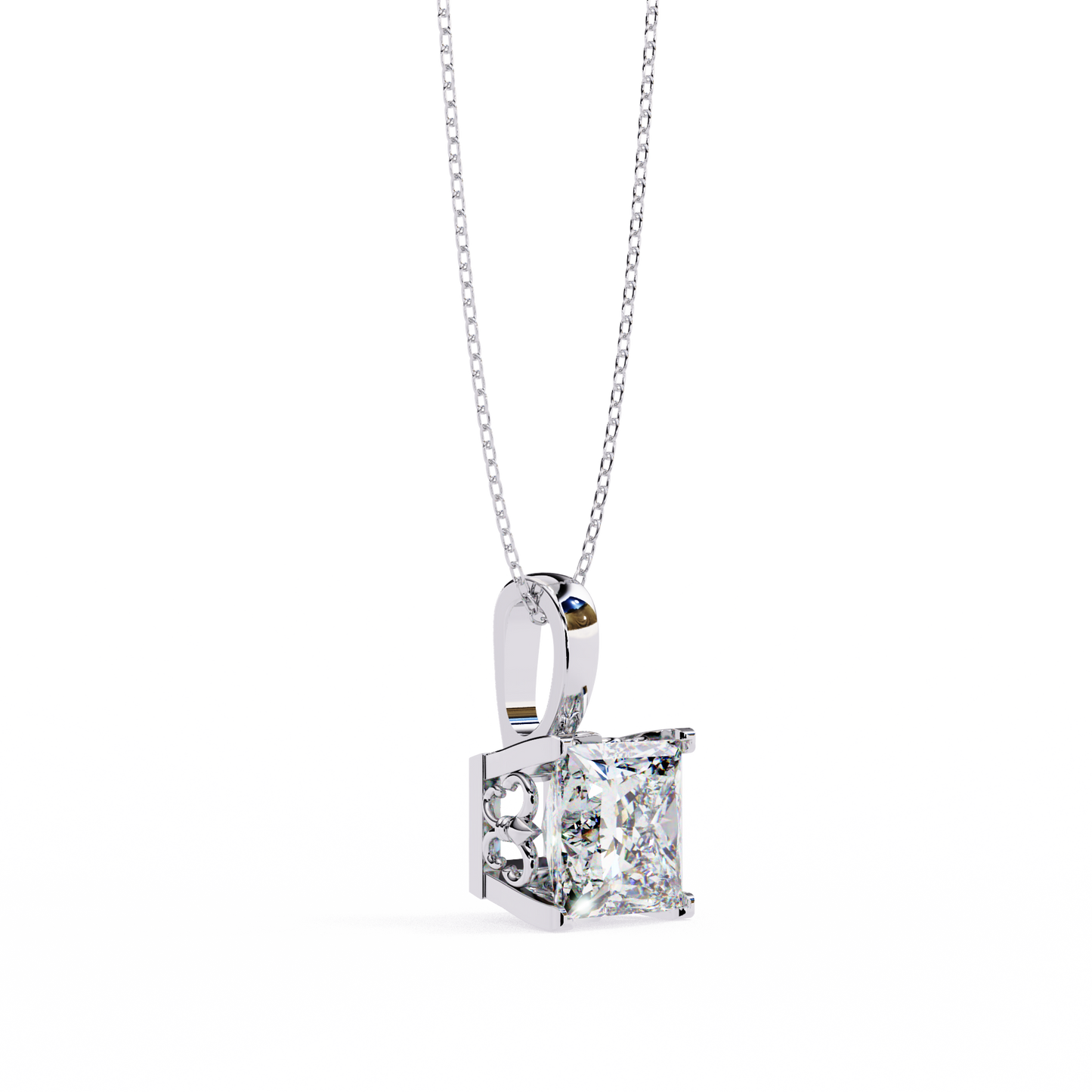 Modern Brilliance – 2.62ct Princess-Cut Solitaire Diamond Pendant in Yellow Gold