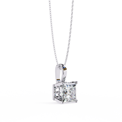 Modern Brilliance – 2.62ct Princess-Cut Solitaire Diamond Pendant in Yellow Gold