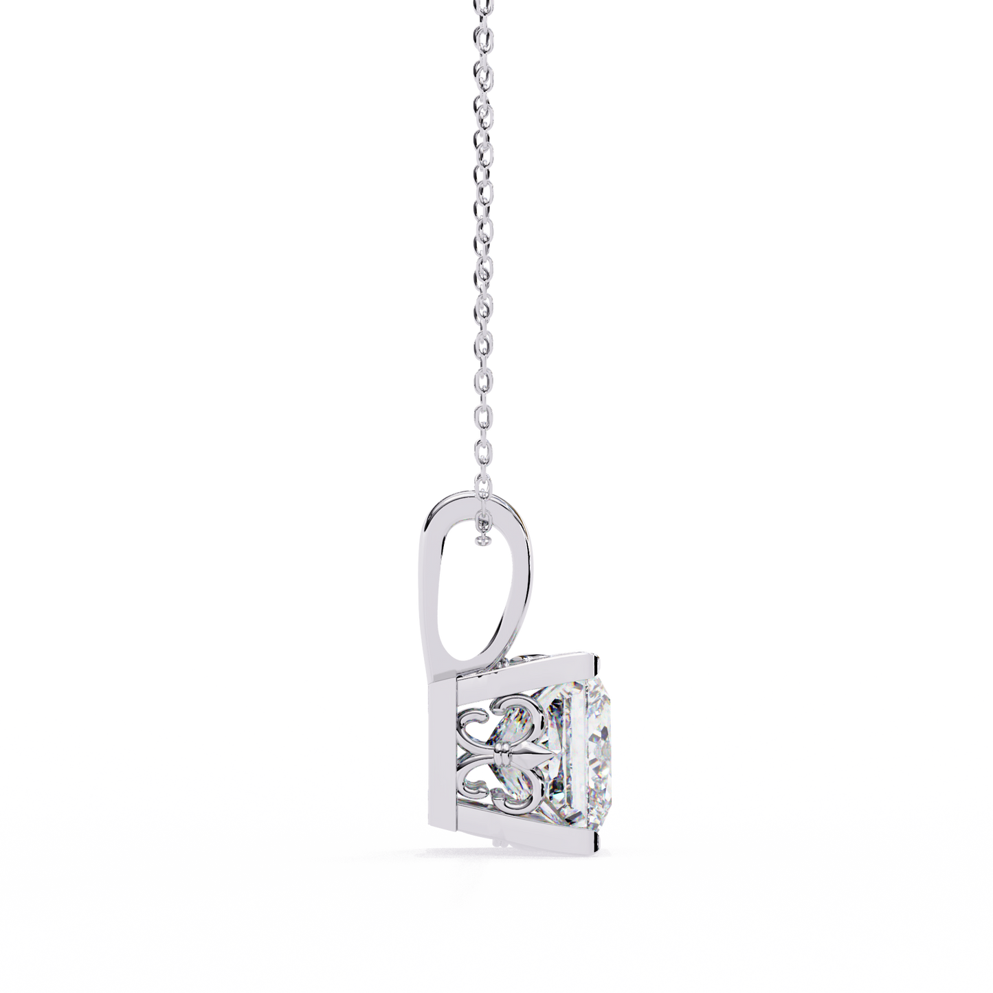 Modern Brilliance – 2.62ct Princess-Cut Solitaire Diamond Pendant in Yellow Gold