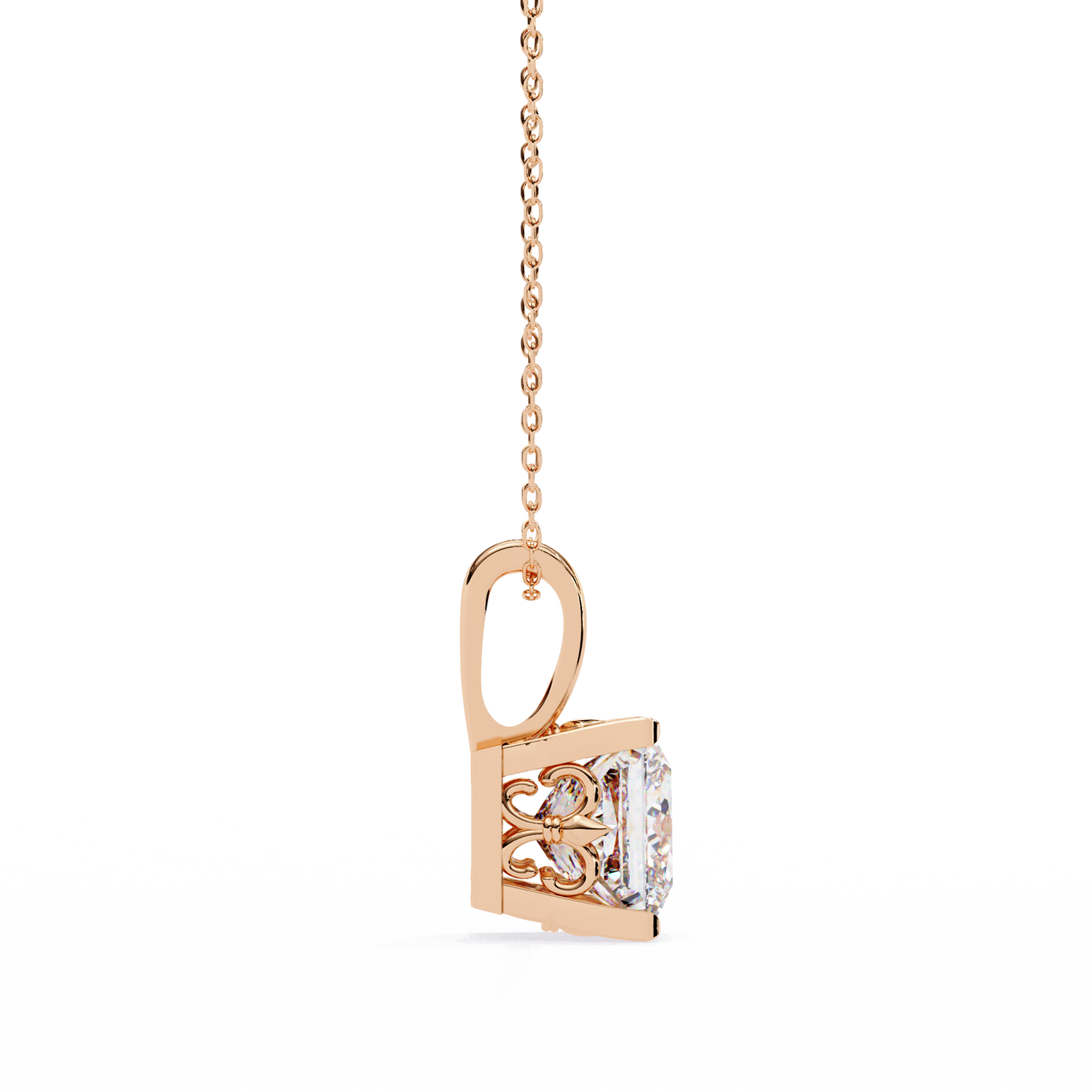 Modern Brilliance – 2.62ct Princess-Cut Solitaire Diamond Pendant in Yellow Gold