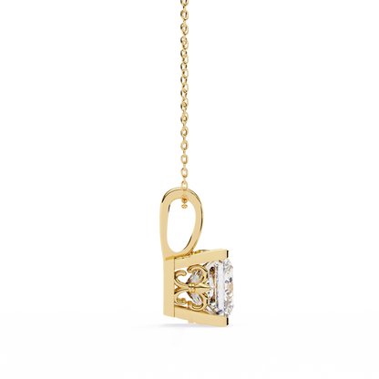 Modern Brilliance – 2.62ct Princess-Cut Solitaire Diamond Pendant in Yellow Gold