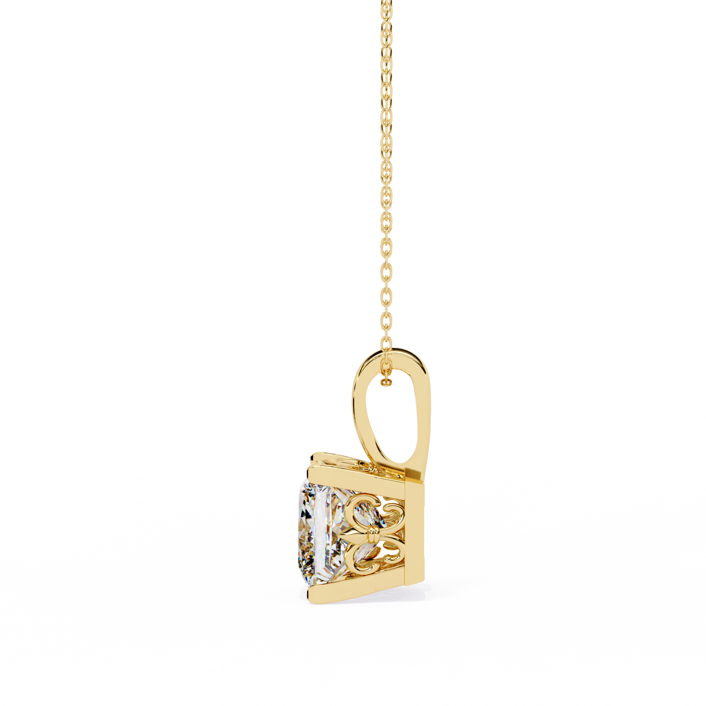 Modern Brilliance – 2.62ct Princess-Cut Solitaire Diamond Pendant in Yellow Gold