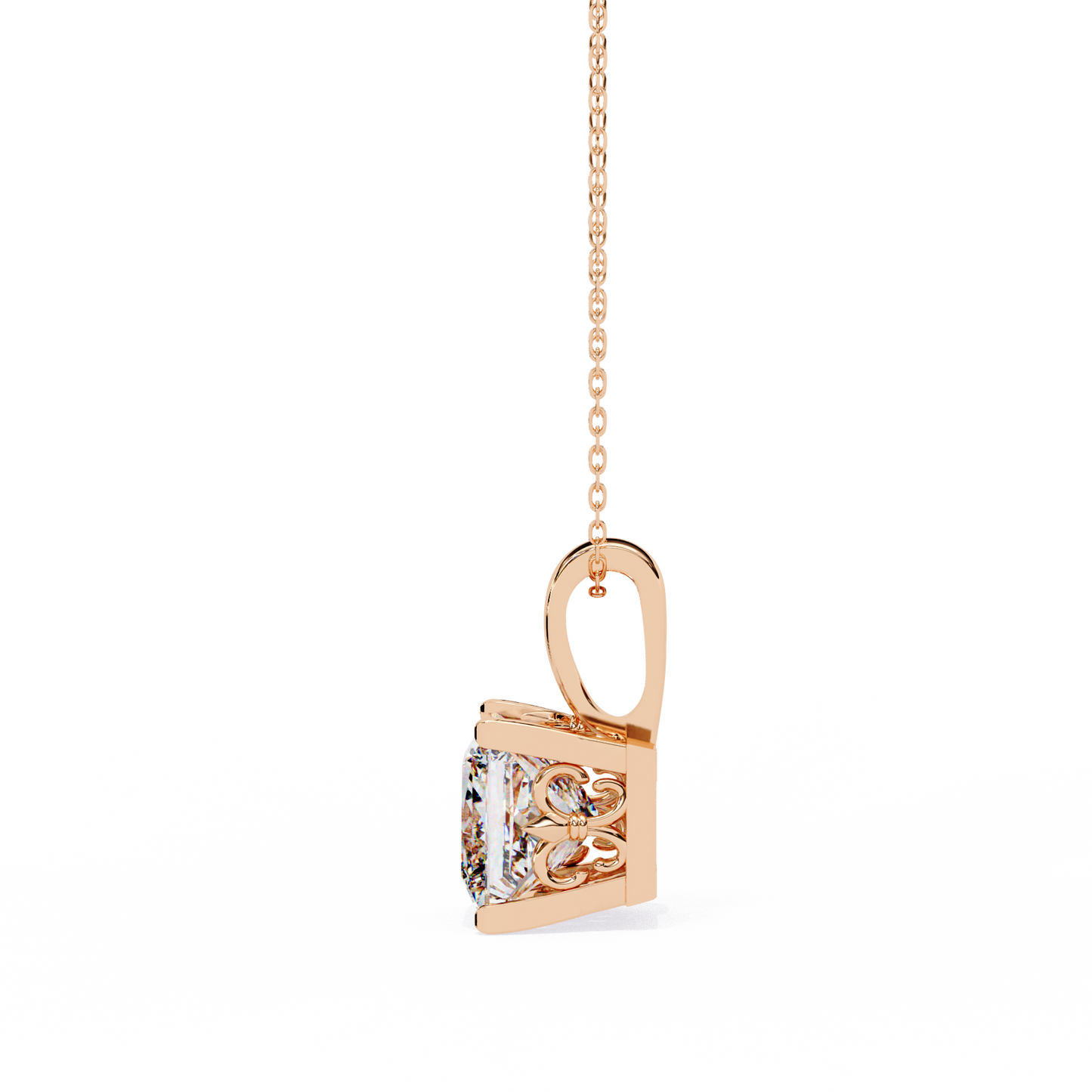 Modern Brilliance – 2.62ct Princess-Cut Solitaire Diamond Pendant in Yellow Gold