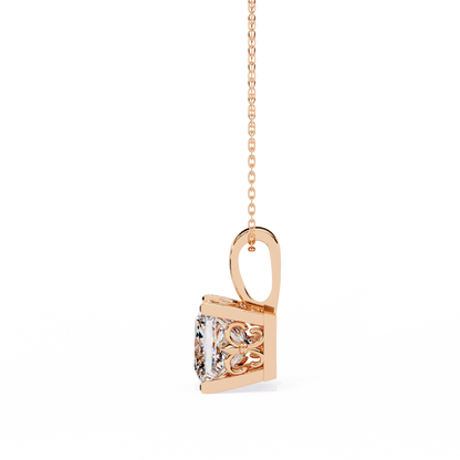 Modern Brilliance – 2.62ct Princess-Cut Solitaire Diamond Pendant in Yellow Gold