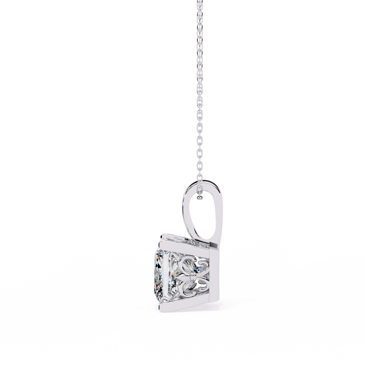 Modern Brilliance – 2.62ct Princess-Cut Solitaire Diamond Pendant in Yellow Gold