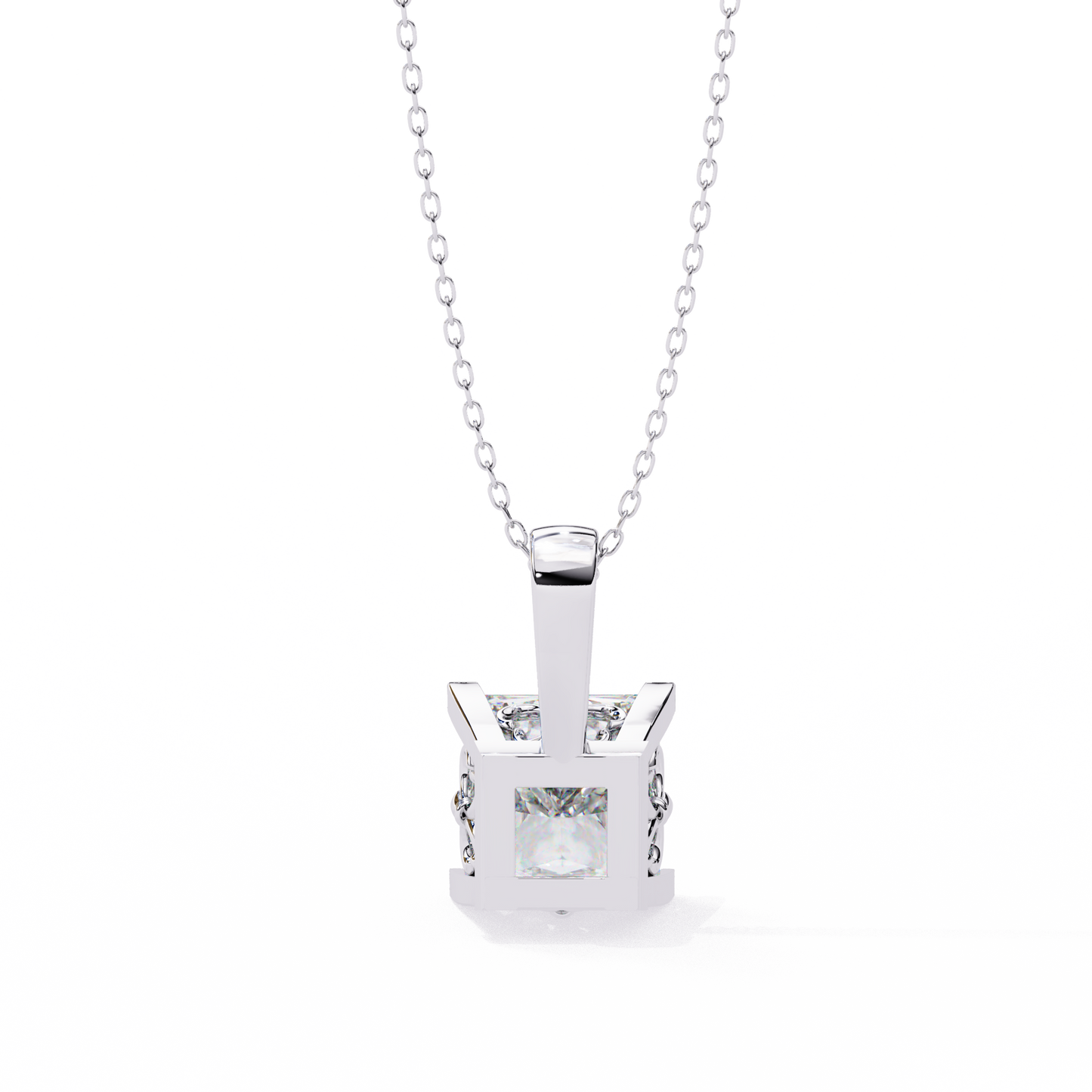 Modern Brilliance – 2.62ct Princess-Cut Solitaire Diamond Pendant in Yellow Gold