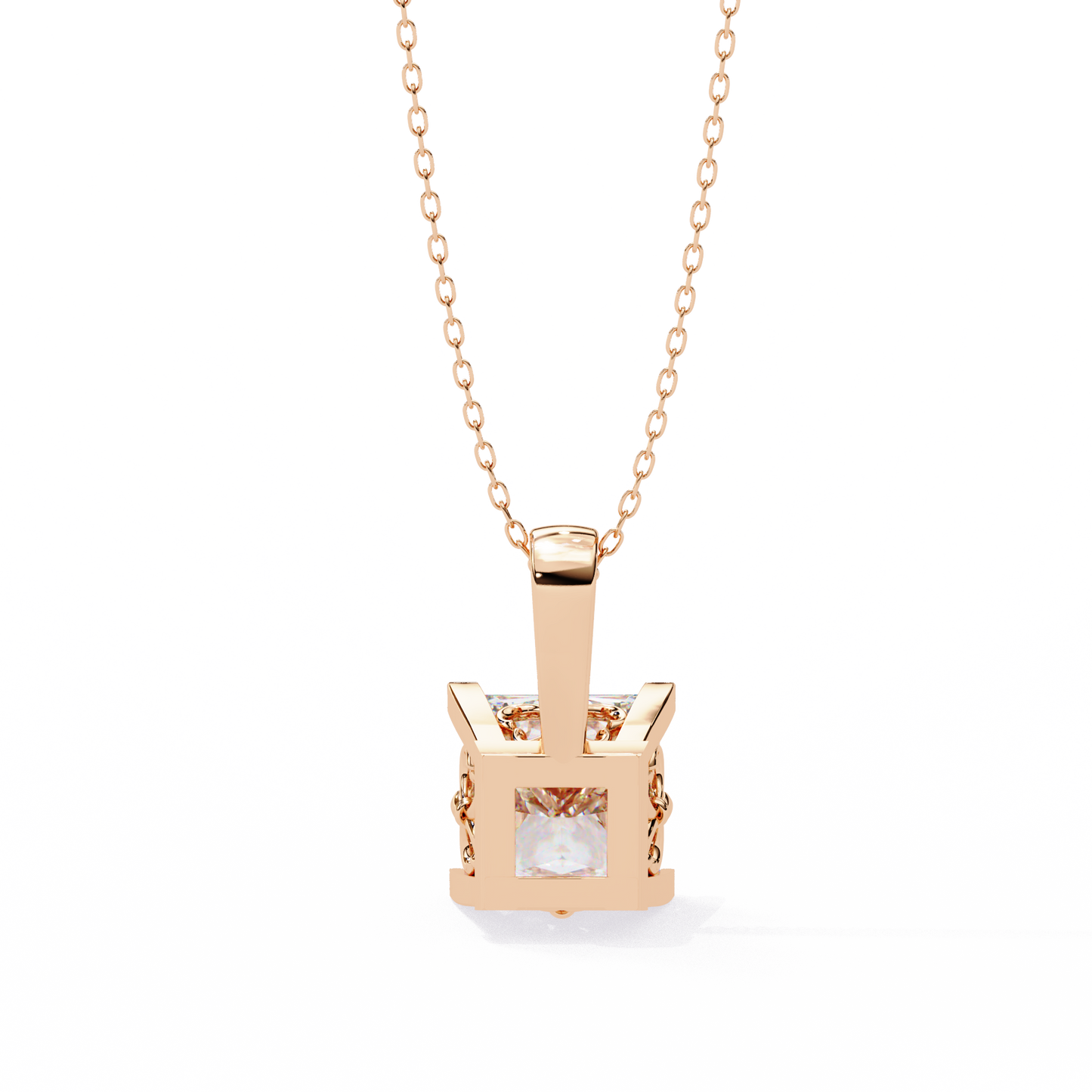 Modern Brilliance – 2.62ct Princess-Cut Solitaire Diamond Pendant in Yellow Gold