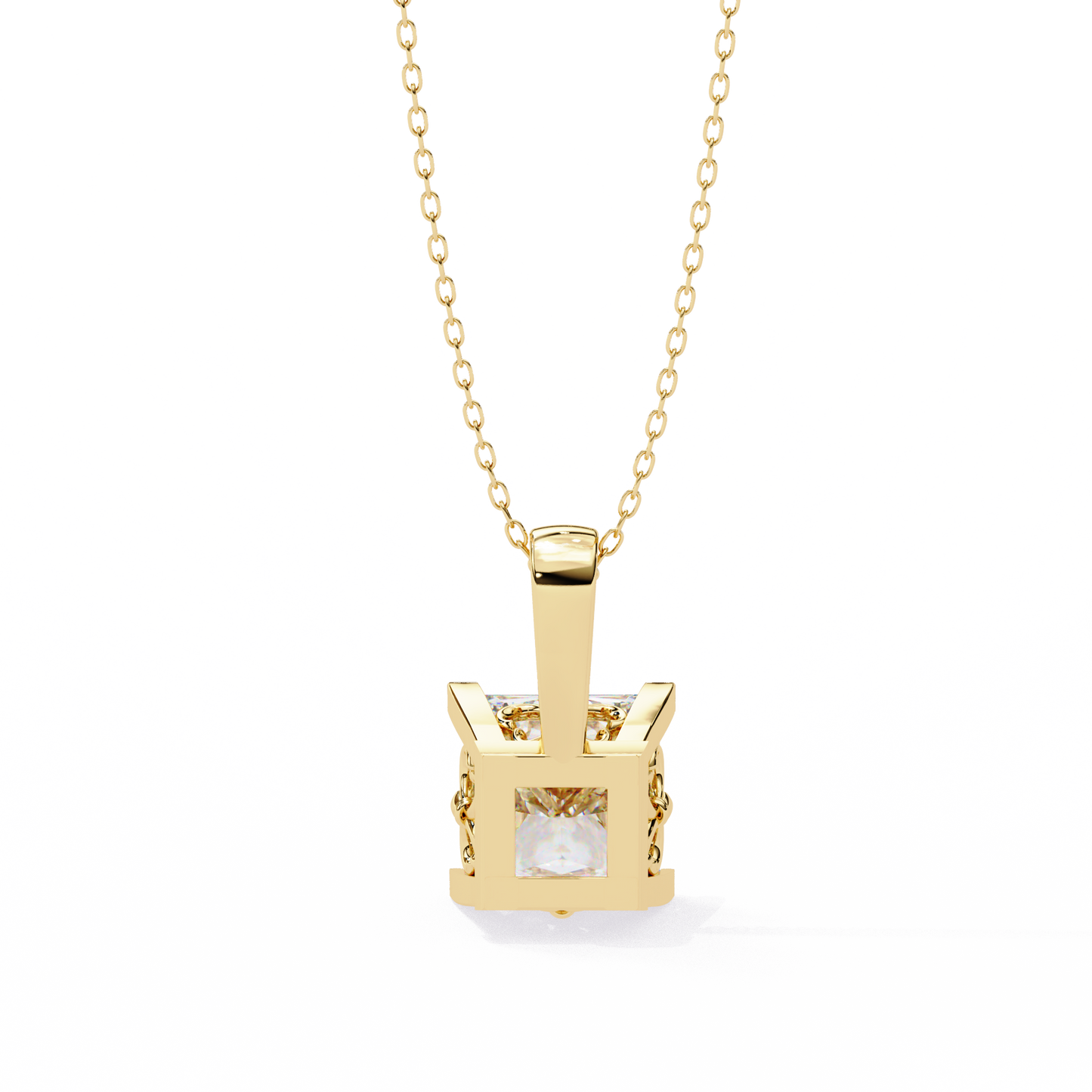 Modern Brilliance – 2.62ct Princess-Cut Solitaire Diamond Pendant in Yellow Gold