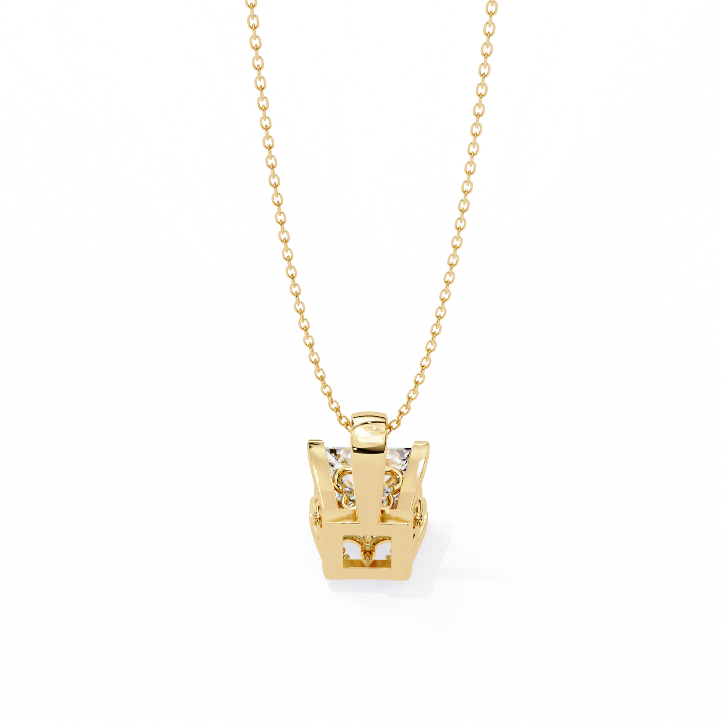 Modern Brilliance – 2.62ct Princess-Cut Solitaire Diamond Pendant in Yellow Gold