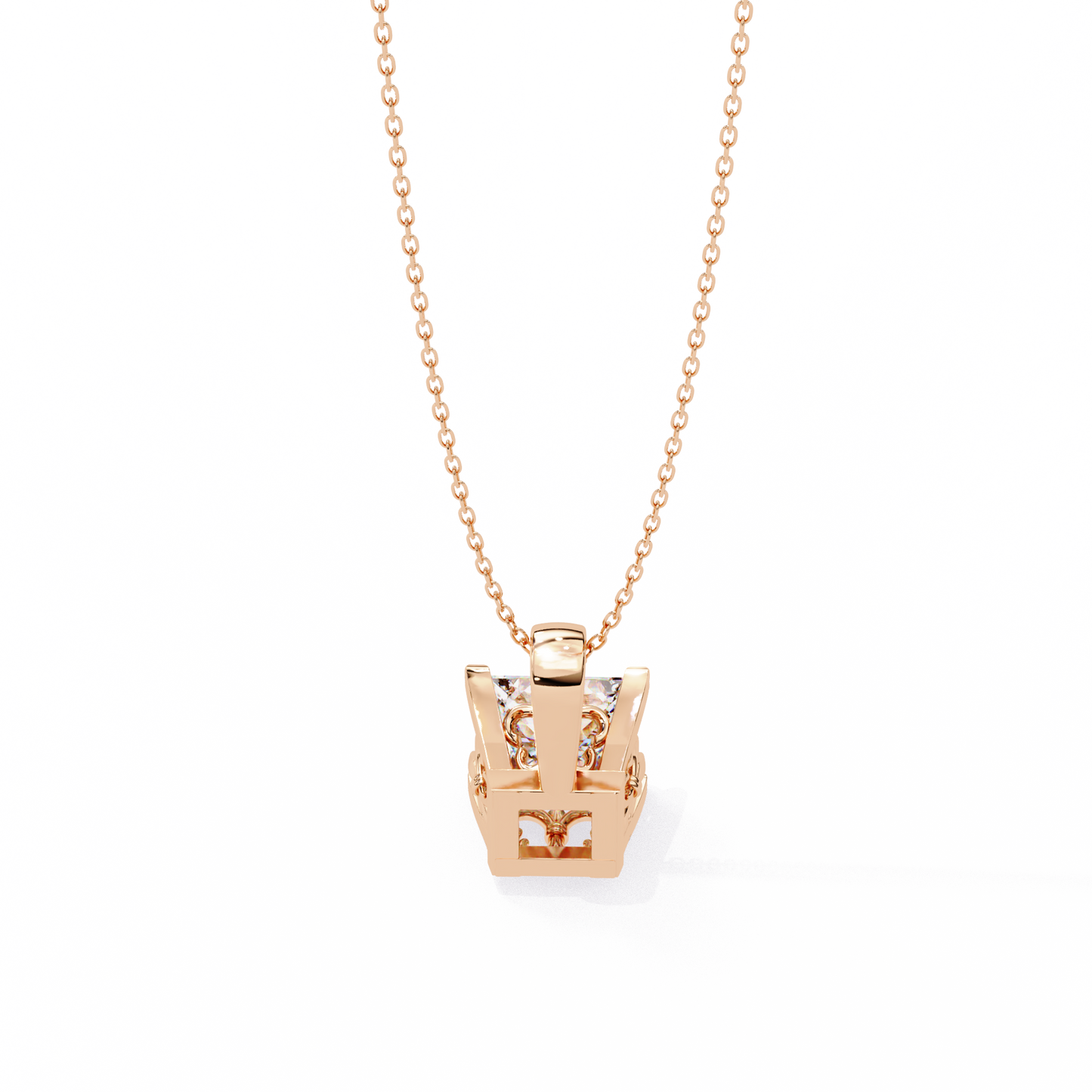 Modern Brilliance – 2.62ct Princess-Cut Solitaire Diamond Pendant in Yellow Gold