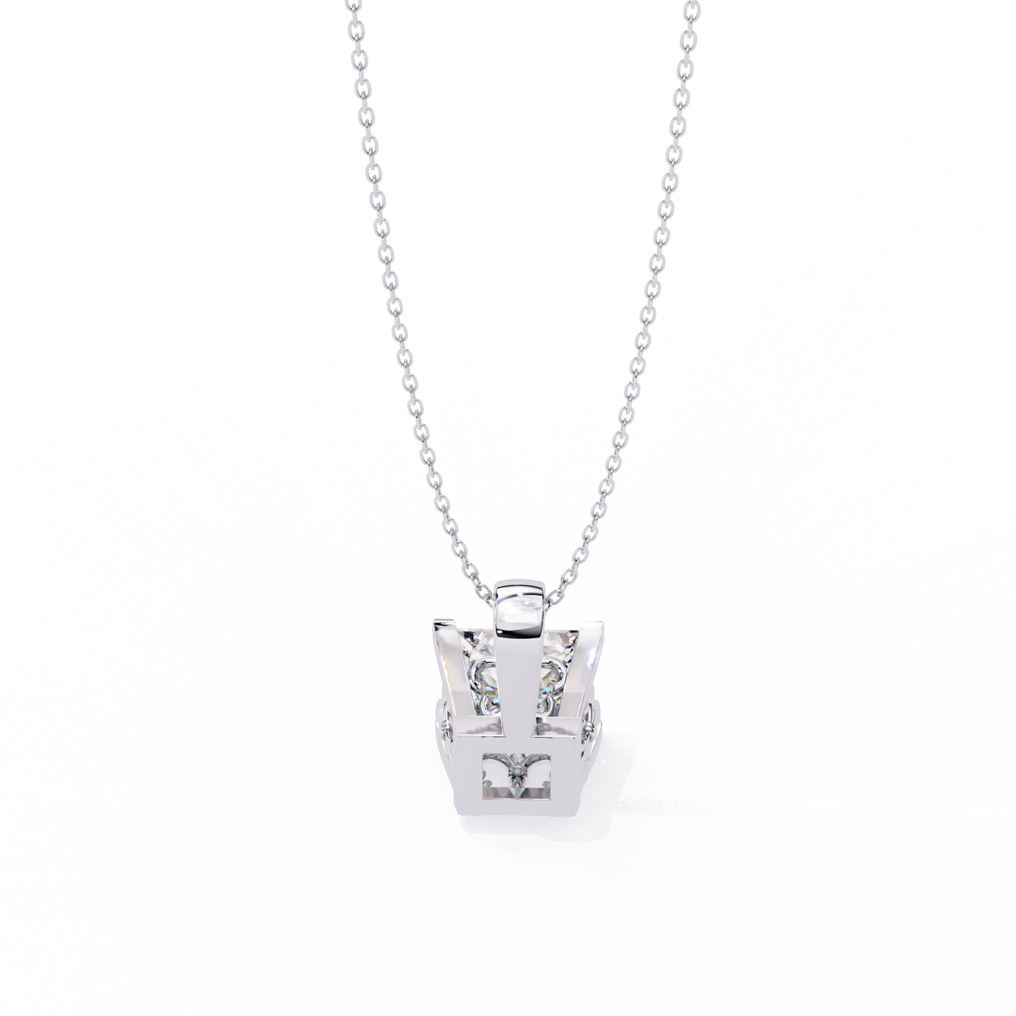 Modern Brilliance – 2.62ct Princess-Cut Solitaire Diamond Pendant in Yellow Gold