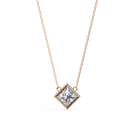 "Kite-Set Square Solitaire Pendant in Gold"- 2.01ct Princess-Cut Diamond