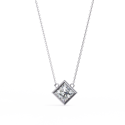 "Kite-Set Square Solitaire Pendant in Gold"- 2.01ct Princess-Cut Diamond