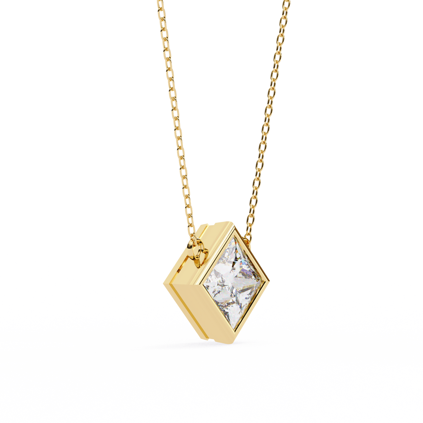 "Kite-Set Square Solitaire Pendant in Gold"- 2.01ct Princess-Cut Diamond