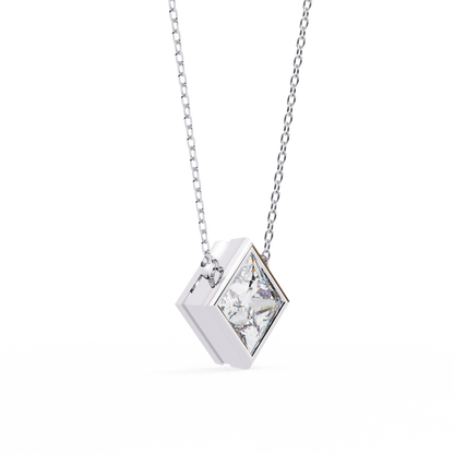 "Kite-Set Square Solitaire Pendant in Gold"- 2.01ct Princess-Cut Diamond
