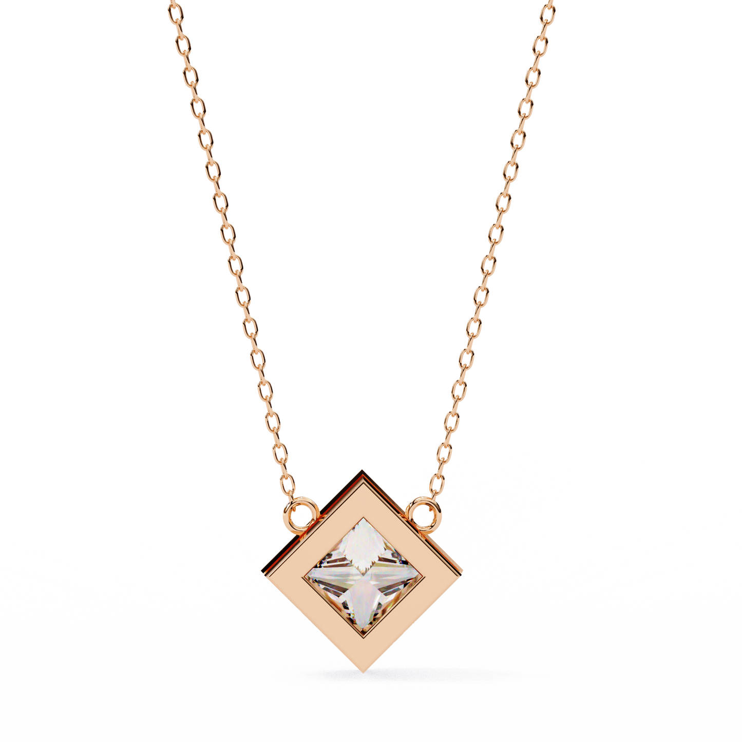 "Kite-Set Square Solitaire Pendant in Gold"- 2.01ct Princess-Cut Diamond