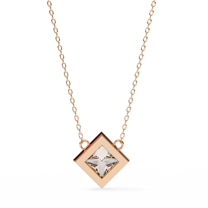"Kite-Set Square Solitaire Pendant in Gold"- 2.01ct Princess-Cut Diamond