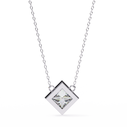 "Kite-Set Square Solitaire Pendant in Gold"- 2.01ct Princess-Cut Diamond