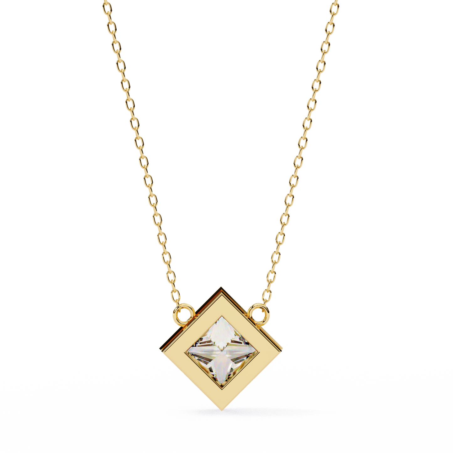"Kite-Set Square Solitaire Pendant in Gold"- 2.01ct Princess-Cut Diamond