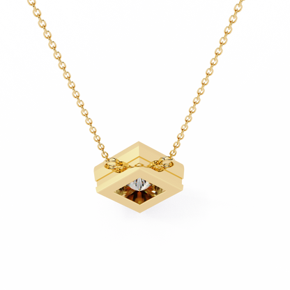 "Kite-Set Square Solitaire Pendant in Gold"- 2.01ct Princess-Cut Diamond