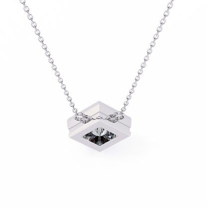 "Kite-Set Square Solitaire Pendant in Gold"- 2.01ct Princess-Cut Diamond