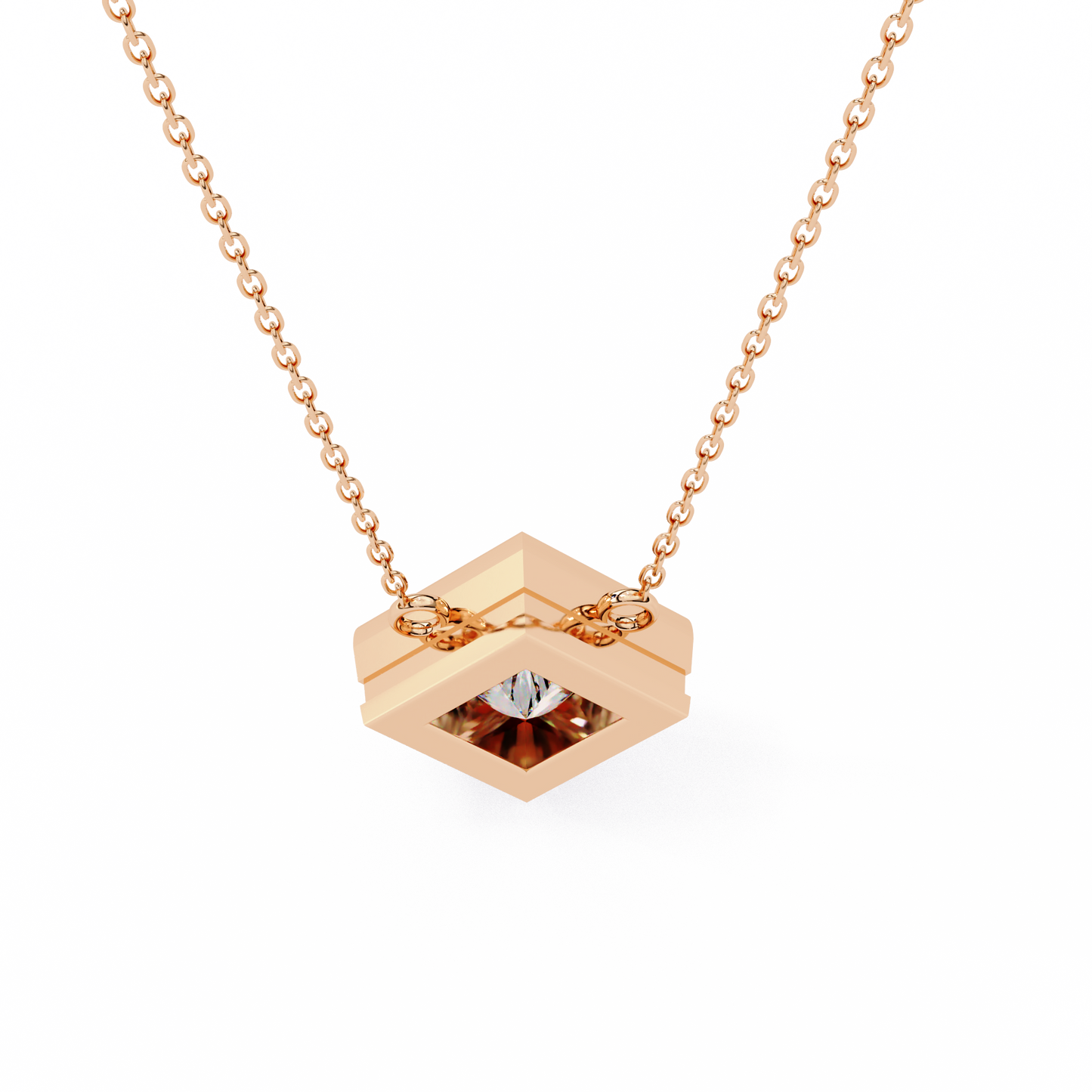 "Kite-Set Square Solitaire Pendant in Gold"- 2.01ct Princess-Cut Diamond