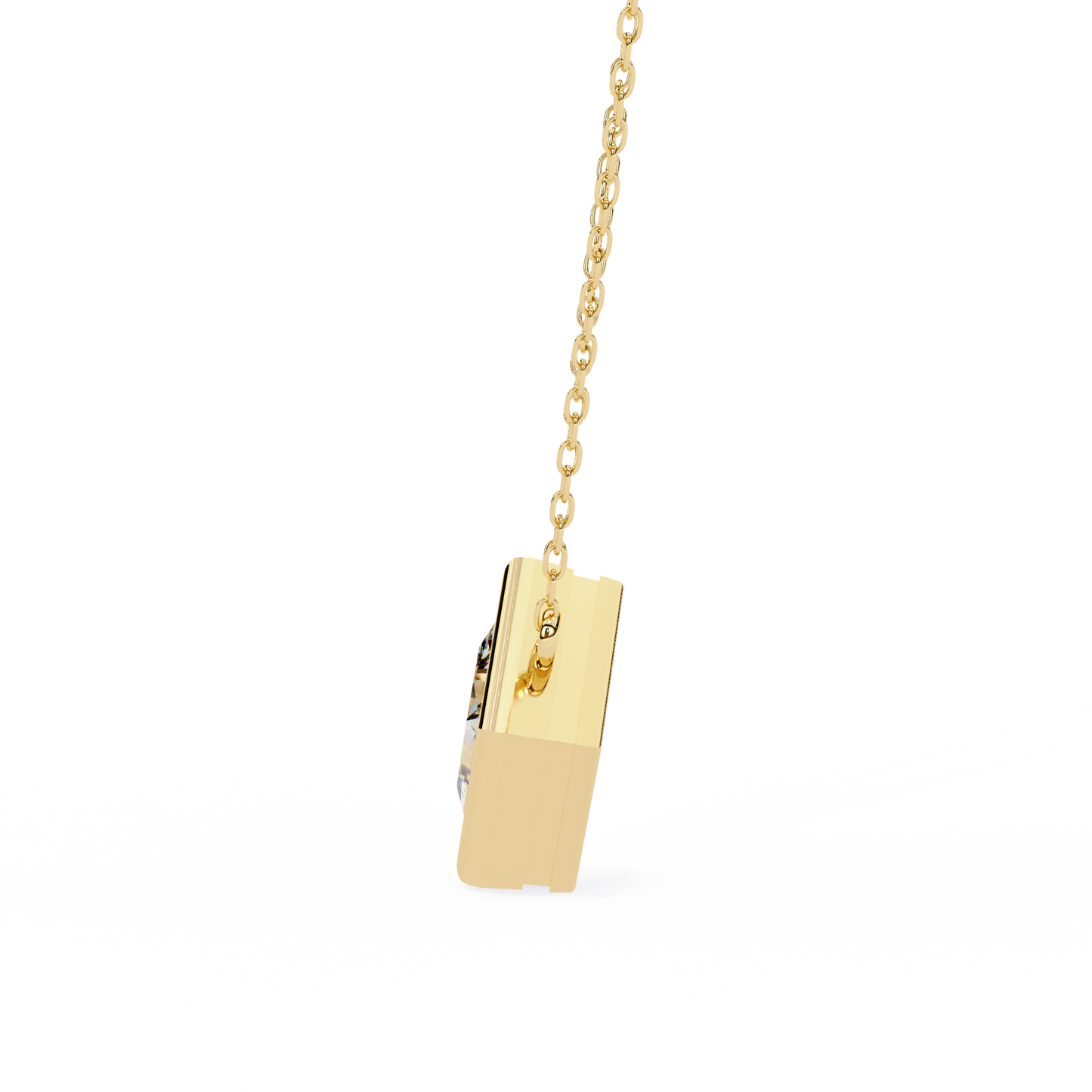 "Kite-Set Square Solitaire Pendant in Gold"- 2.01ct Princess-Cut Diamond