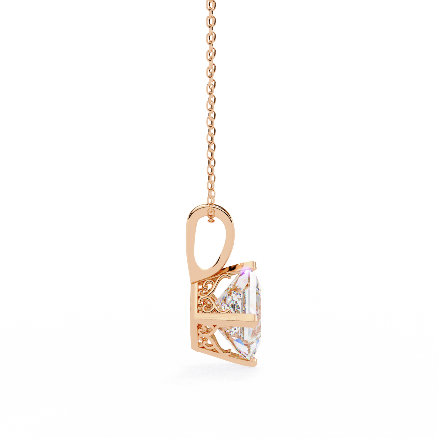 "The Prism: Kite-Set Princess Solitaire Pendant"- 2.87ct Diamonds