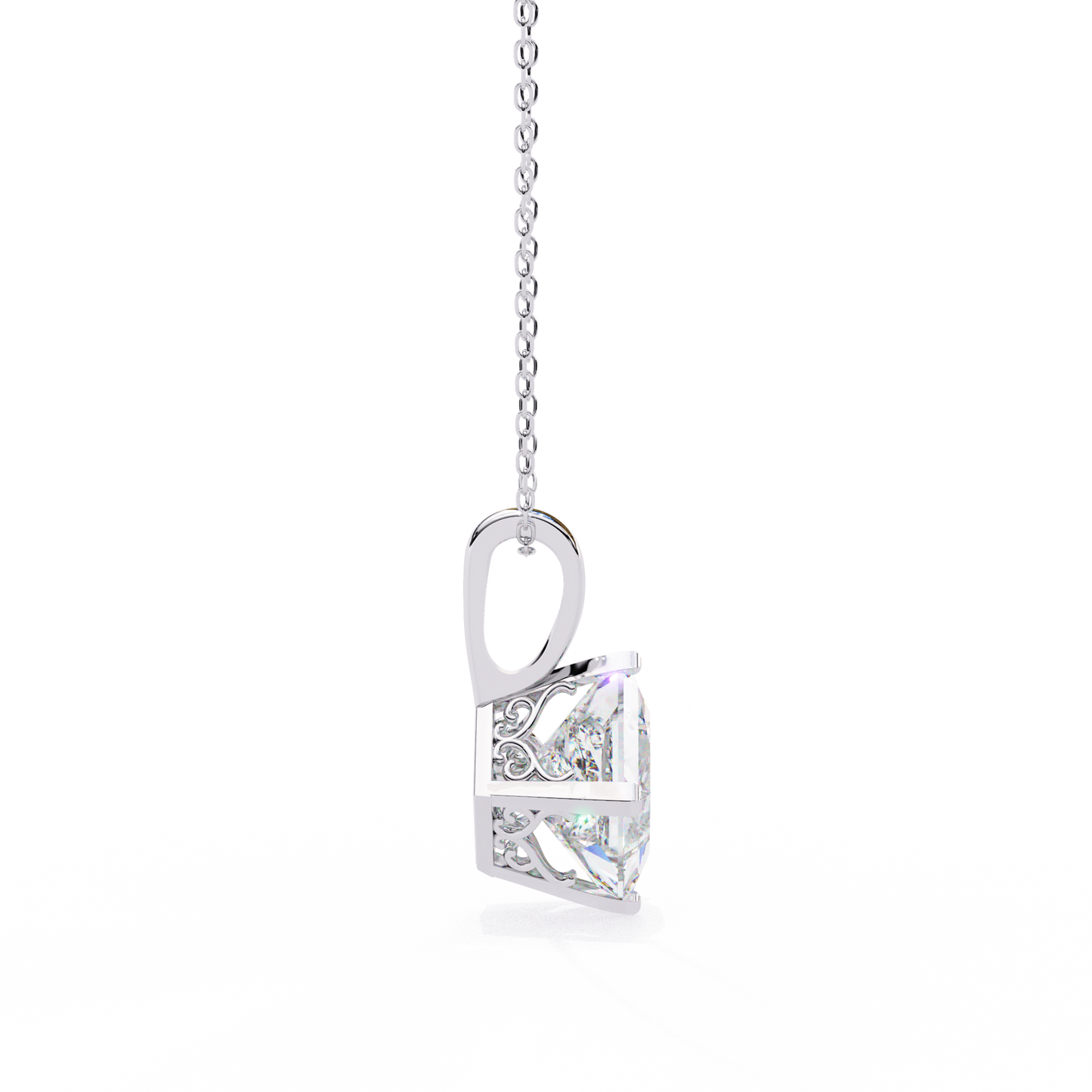"The Prism: Kite-Set Princess Solitaire Pendant"- 2.87ct Diamonds