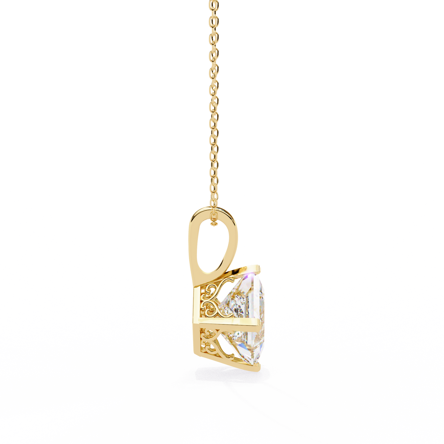 "The Prism: Kite-Set Princess Solitaire Pendant"- 2.87ct Diamonds