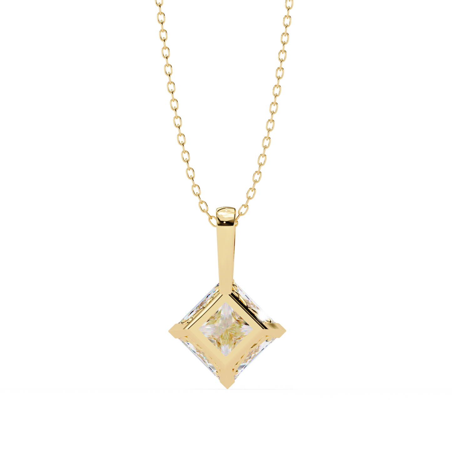 "The Prism: Kite-Set Princess Solitaire Pendant"- 2.87ct Diamonds