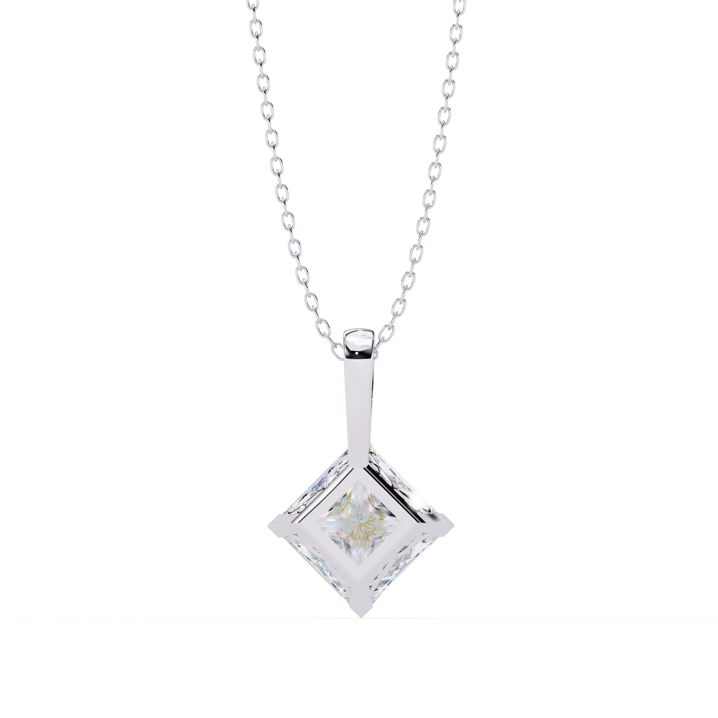 "The Prism: Kite-Set Princess Solitaire Pendant"- 2.87ct Diamonds