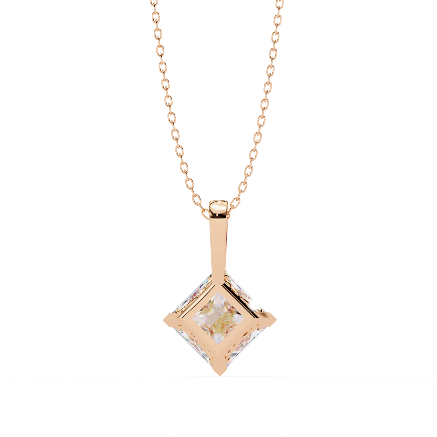 "The Prism: Kite-Set Princess Solitaire Pendant"- 2.87ct Diamonds